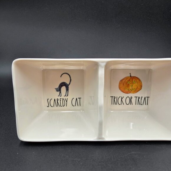 Rae Dunn Melamine Halloween Divided 3 Section Dish Black Cat Jack Olantern Boo - Picture 5 of 14